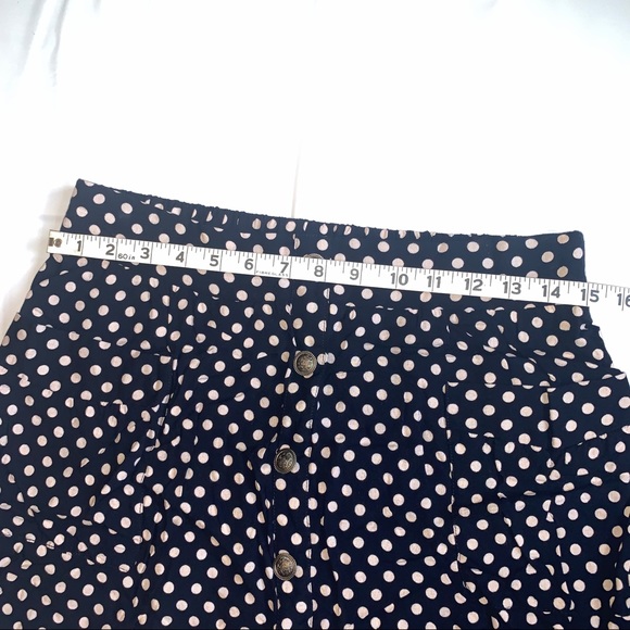 Polka Dot Button Up Skirt with Pockets Elastic Wasit - Picture 6 of 12